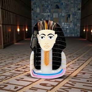 Egyptian Pharoah Sphinx Black Glitter King Tut Burial 4" Lobster Claw Hair Clip